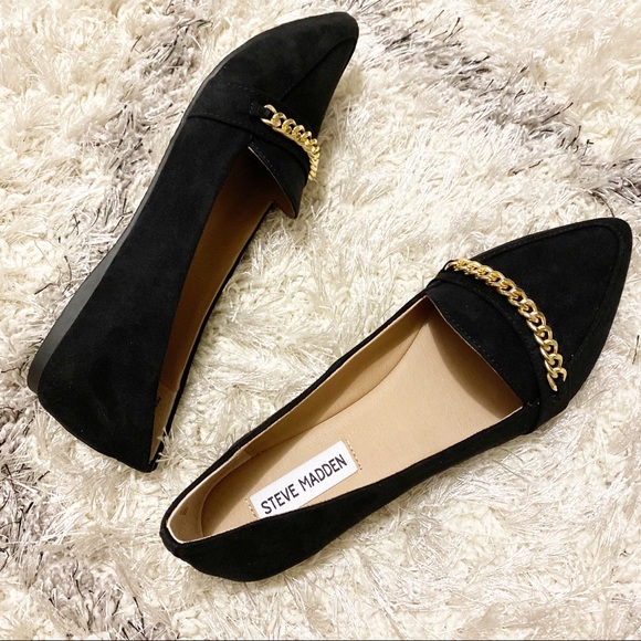 steve madden black suede flats